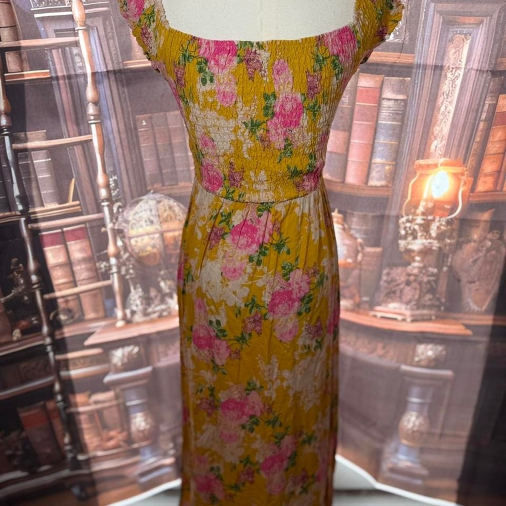 Yellow Lark & Grey Floral Maxi Dress - Picture 4 of 7